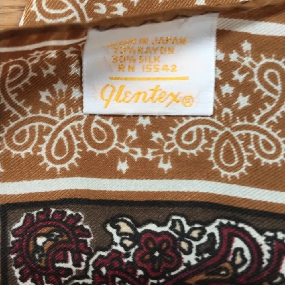 GLENDEX Paisley Pattern Taupe/White Scarf Hand Rolled Silk Blend